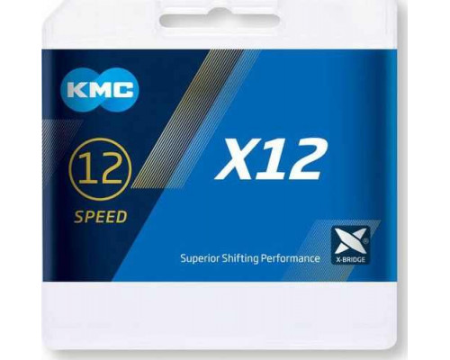 Цепь велосипедная KMC X12 на 12 скоростей, 126 звеньев с замком