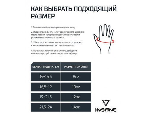 Перчатки боксерские INSANE ORO IN23-BG400, ПУ, синий, 10 oz
