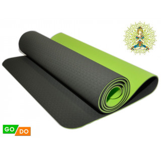 Коврик для йоги и фитнеса GO DO :TPE-6MM (Зелёный - З+З)