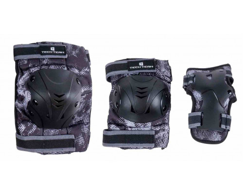 Комплект защиты Tech Team Safe fit adult 1.0, чёрный-серый, S