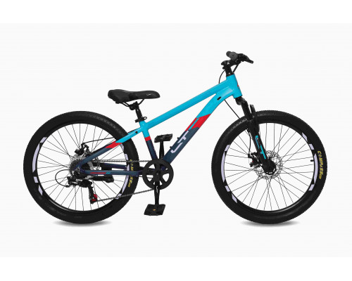 Велосипед LTBIKE BULLET 24" алюминий, рама 12", 7-ск, диск, серый/бирюзовый