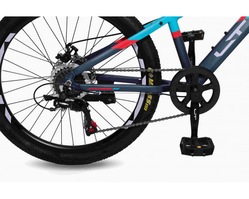 Велосипед LTBIKE BULLET 24" алюминий, рама 12", 7-ск, диск, серый/бирюзовый