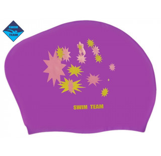 Шапочка для плавания для длинных волос SWIM TEAM звёзды: KW-S (Фиолетовый)