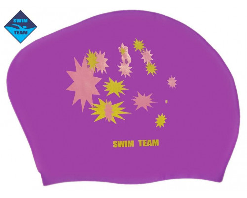 Шапочка для плавания для длинных волос SWIM TEAM звёзды: KW-S (Фиолетовый)