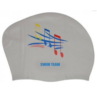 Шапочка для плавания для длинных волос SWIM TEAM ноты: KW-N (Серебро)