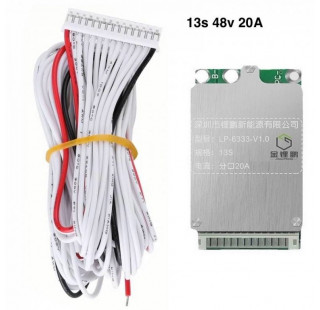BMS плата 13s 48v 20A с балансиром и термодатчиком