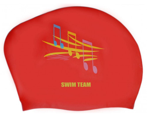 Шапочка для плавания для длинных волос SWIM TEAM ноты KW-ц (Красный)