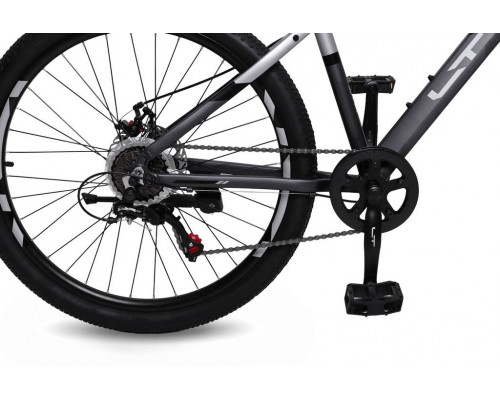 Велосипед 26" LTBIKE BULLET, алюминий, рама 15", 7-ск, диск, тёмно-серый/серый